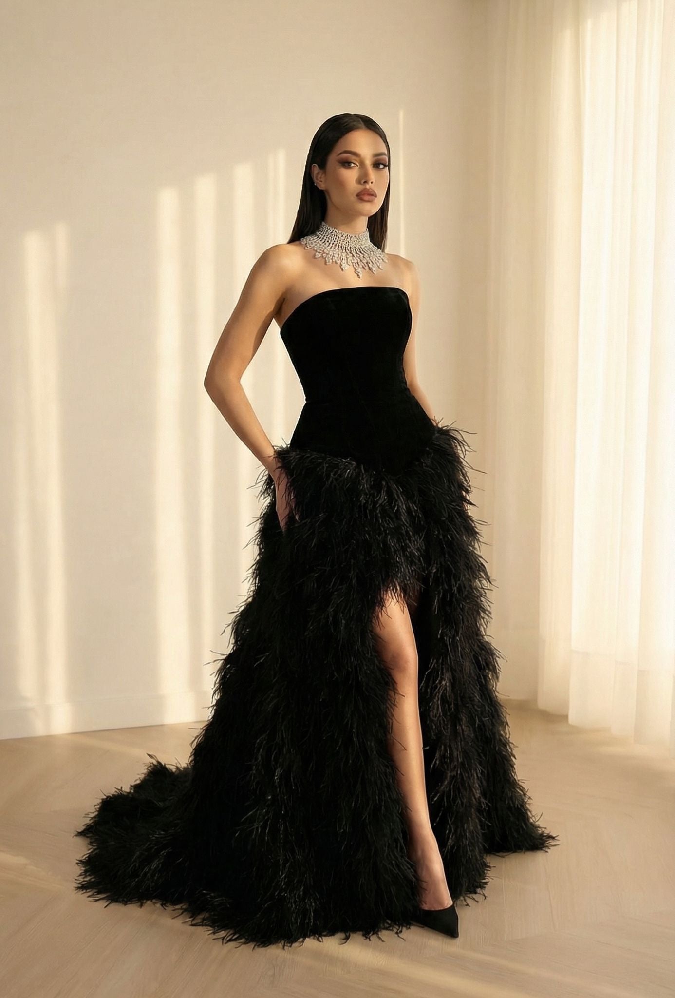 Vienne feather dress